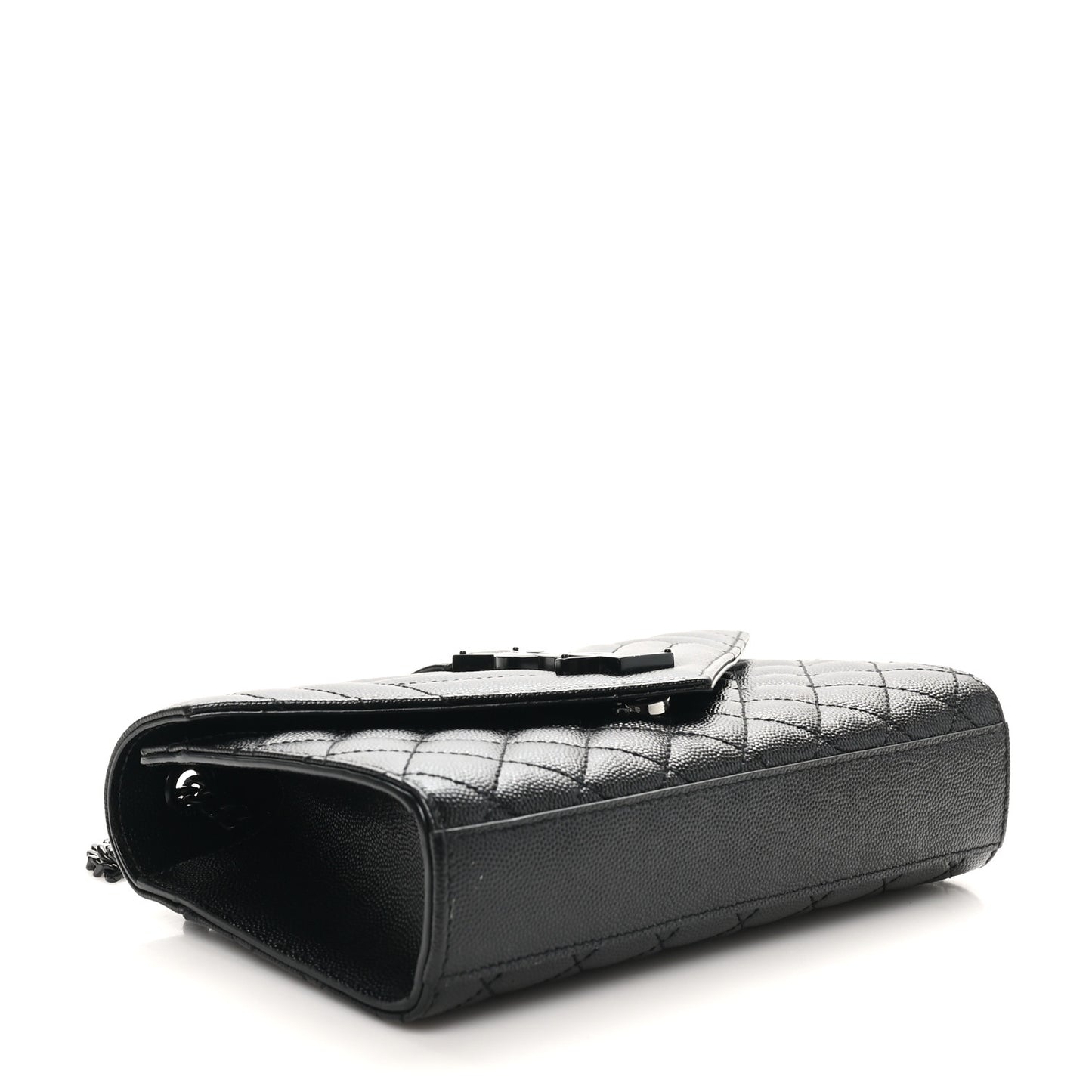 Grain De Poudre Textured Mixed Matelasse Triquilt Small Monogram Monochrome Satchel Black