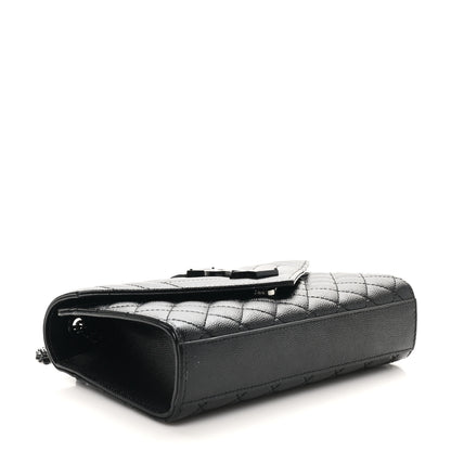 Saint Laurent Grain De Poudre Textured Mixed Matelasse Triquilt Small Monogram Monochrome Satchel Black 4 of 11