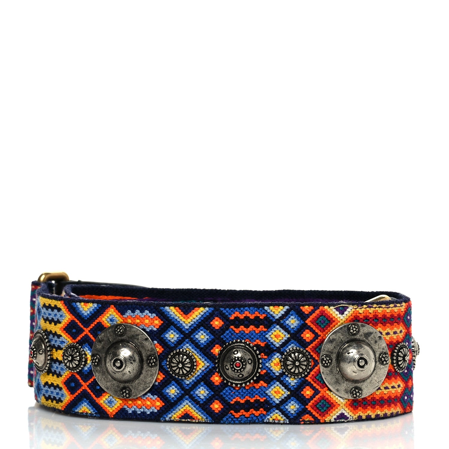 Christian Dior Canvas Embroidered Studded Mexico Shoulder Strap Multicolor 2 of 6