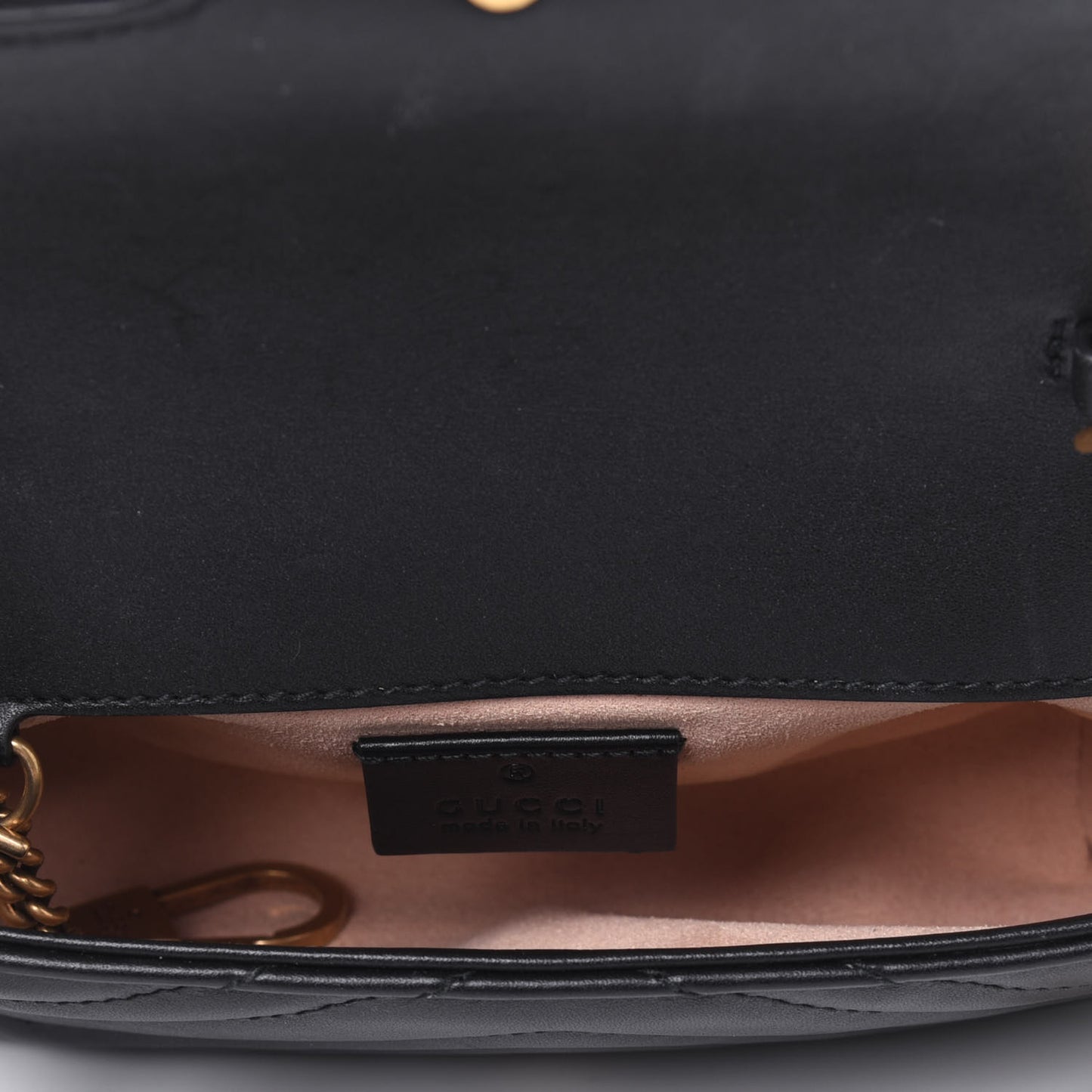 Calfskin Matelasse Super Mini GG Marmont Shoulder Bag Black