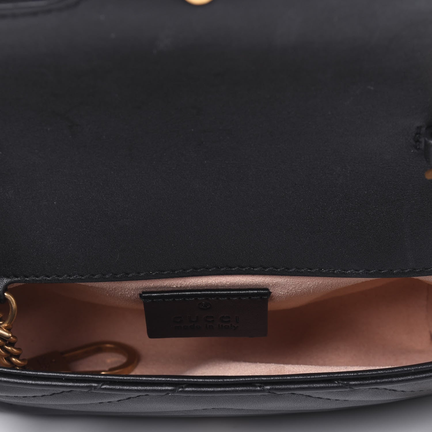 Gucci Calfskin Matelasse Super Mini GG Marmont Shoulder Bag Black 5 of 16