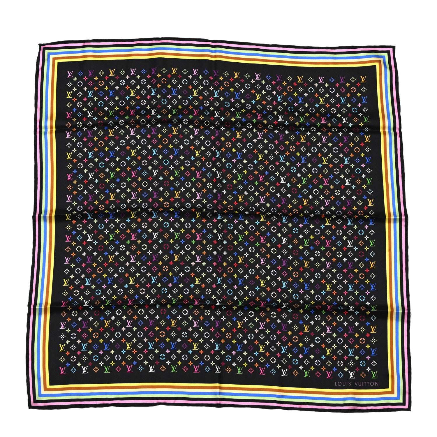 Louis Vuitton Silk Monogram Multicolor Square Scarf Black 1 of 3