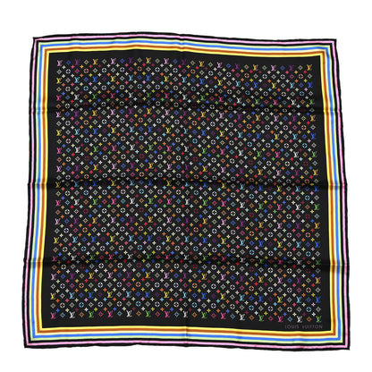 Louis Vuitton Silk Monogram Multicolor Square Scarf Black 1 of 3