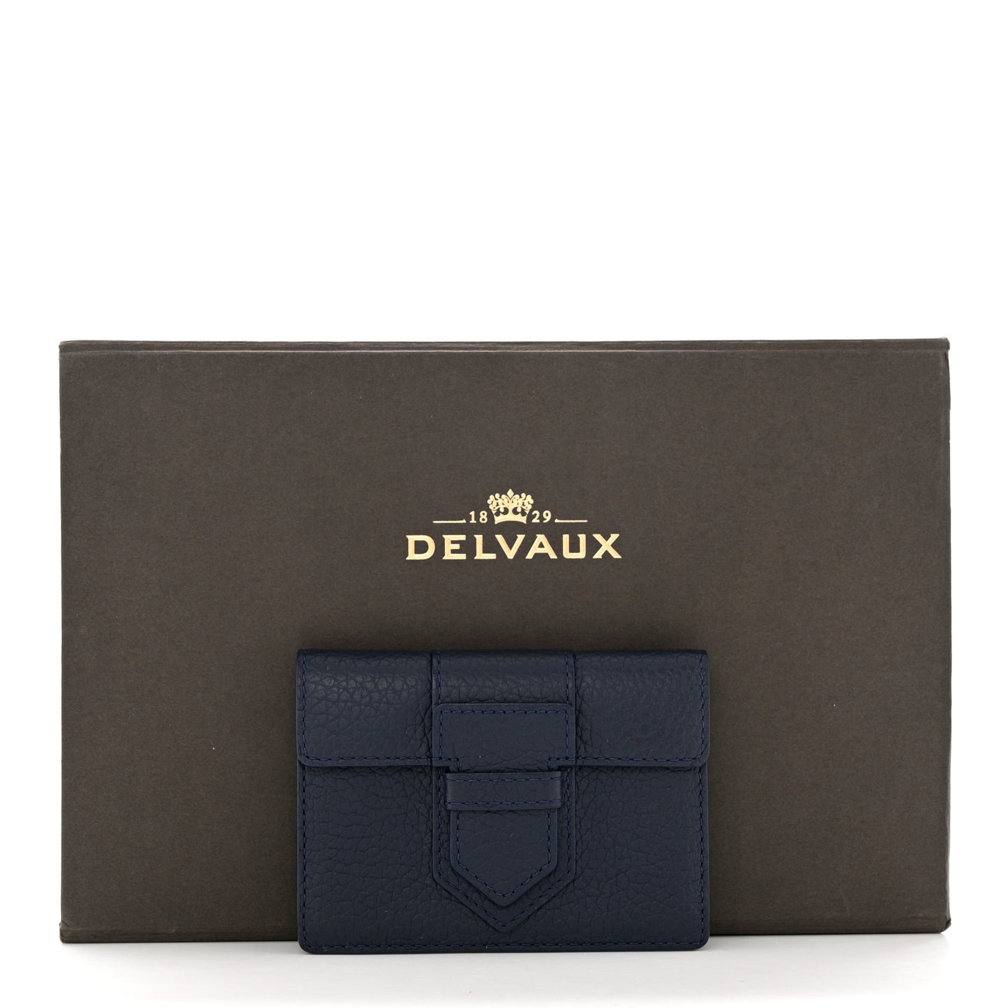 Grained Bullskin Presse Card Case Navy