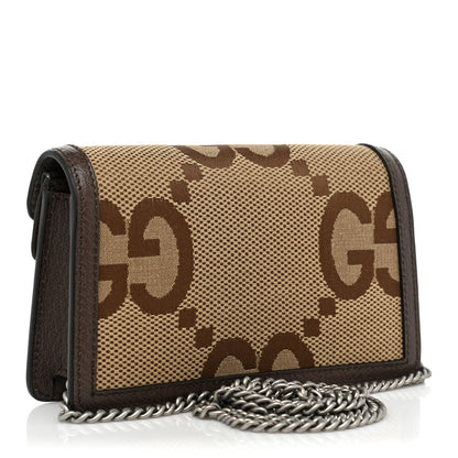 Gucci Monogram Jumbo GG Textured Dollar Calfskin Super Mini Dionysus Shoulder Bag Camel Ebony New Acero 3 of 9