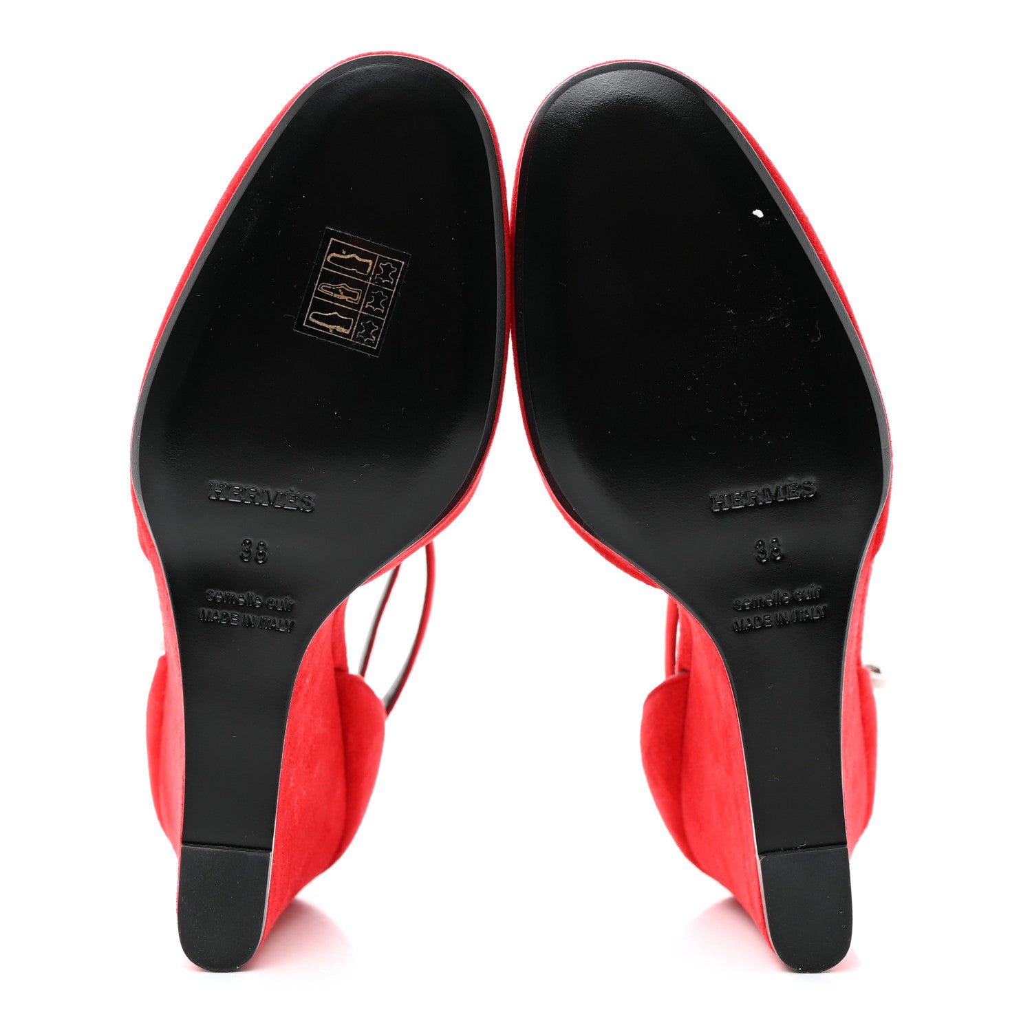 Hermes Suede Goatskin Lively Wedge Pumps 38 Piment 5 of 7