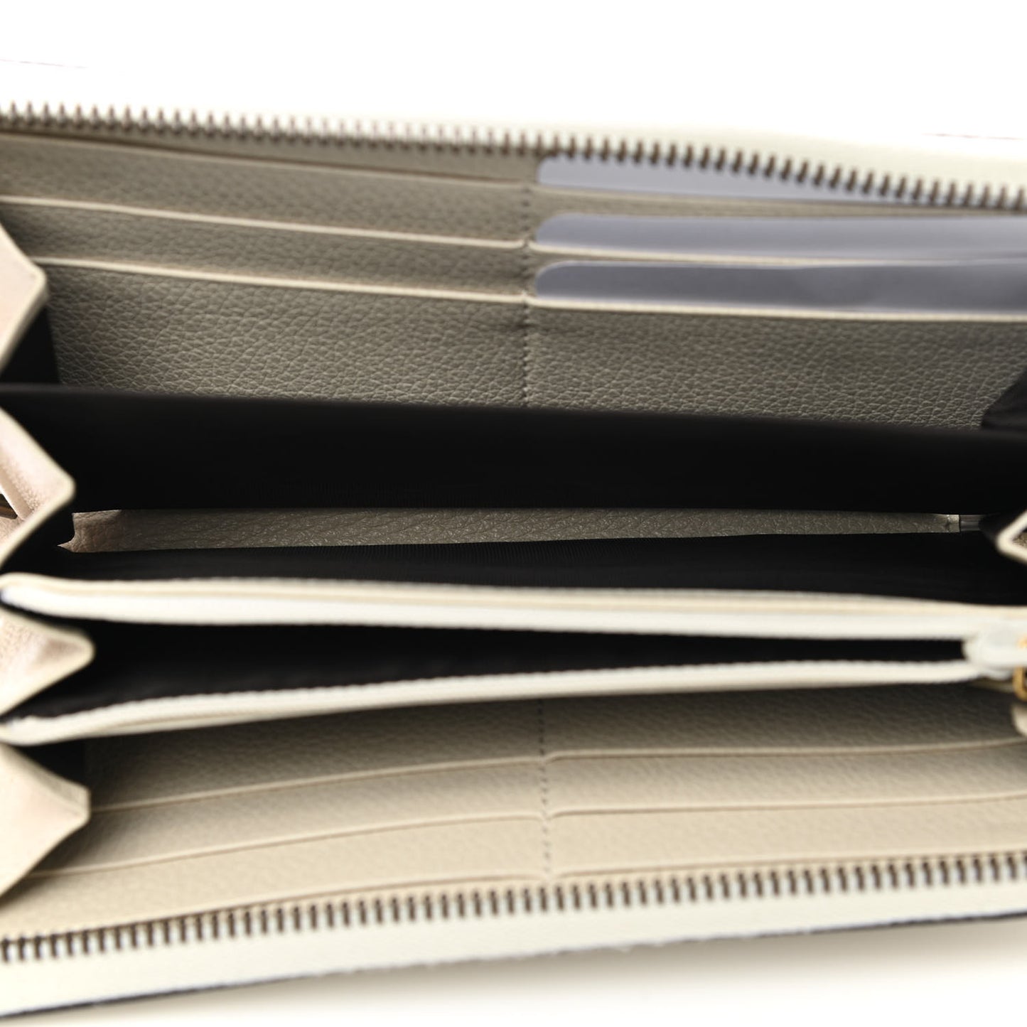 Calfskin Logo Zip Around Wallet White