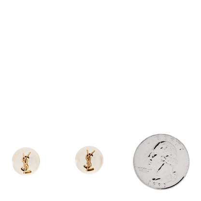 Saint Laurent Metal Pearl Cassandre Earrings Gold Cream 2 of 4