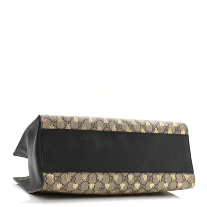 Gucci GG Supreme Monogram Bees Medium Padlock Tote Beige Oro Black 3 of 13