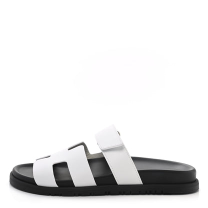 Hermes Calfskin Womens Chypre Sandals 38 White 1 of 9