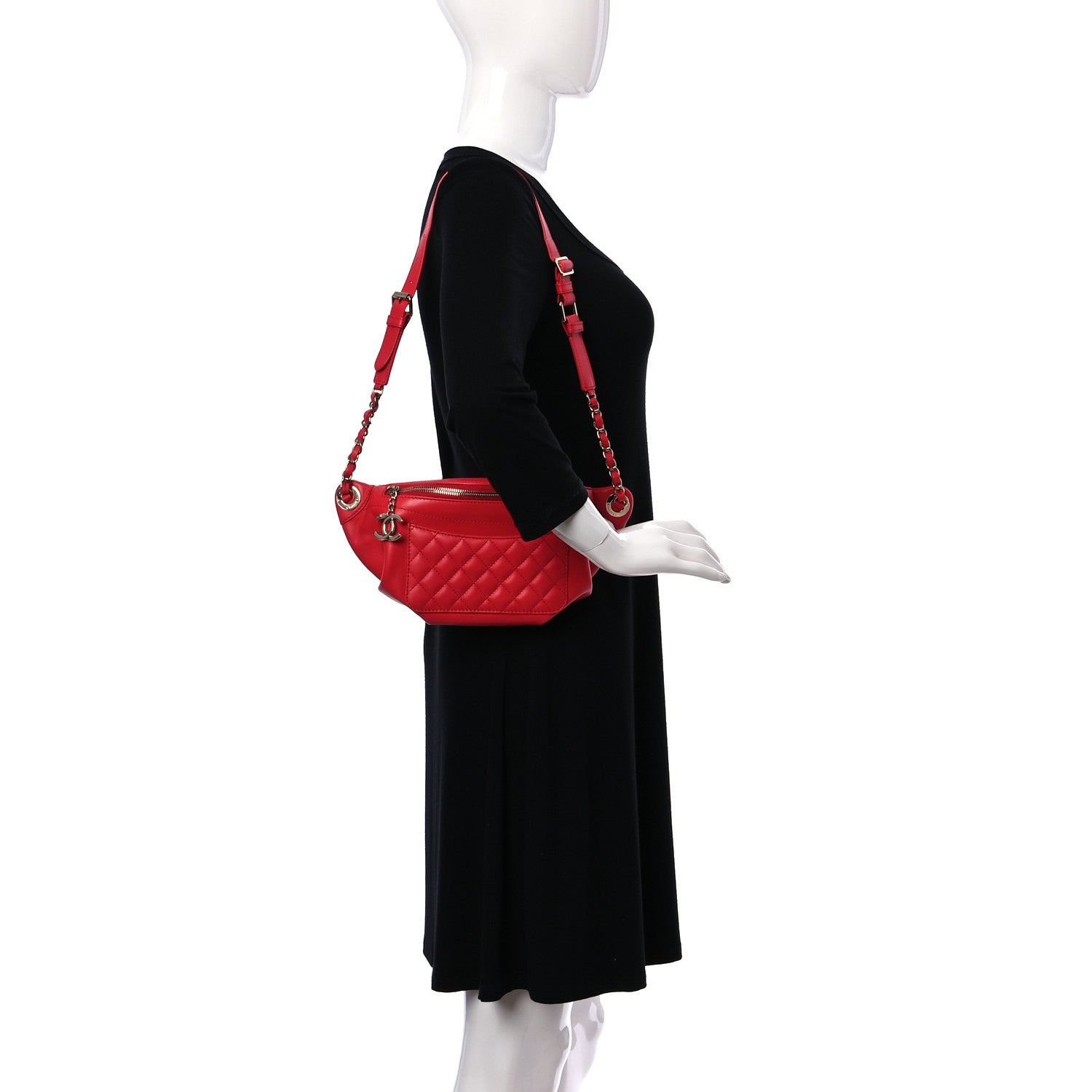 Chanel Lambskin Bi Quilted Waist Bag Fanny Pack Red 2 of 10