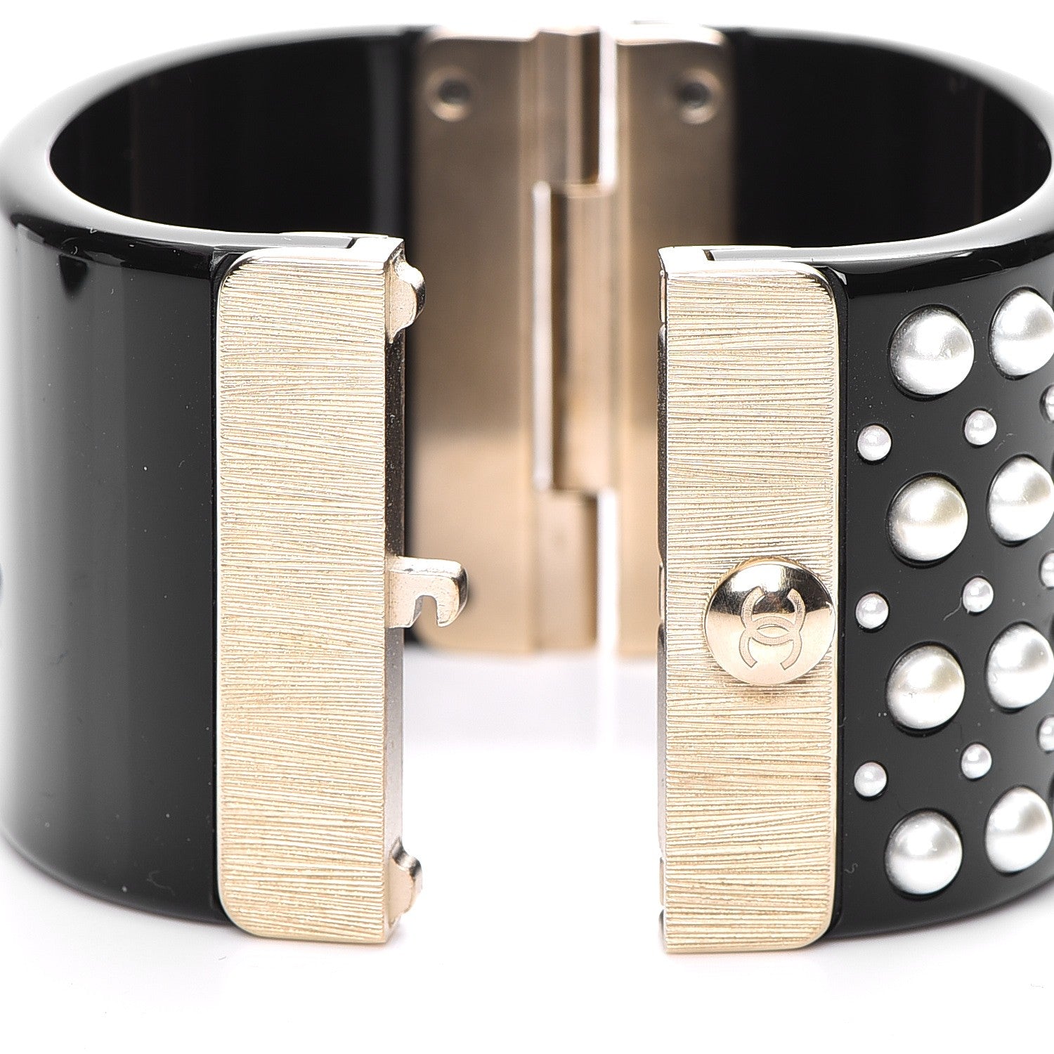 Chanel Resin Pearl CC Cuff Black 4 of 7