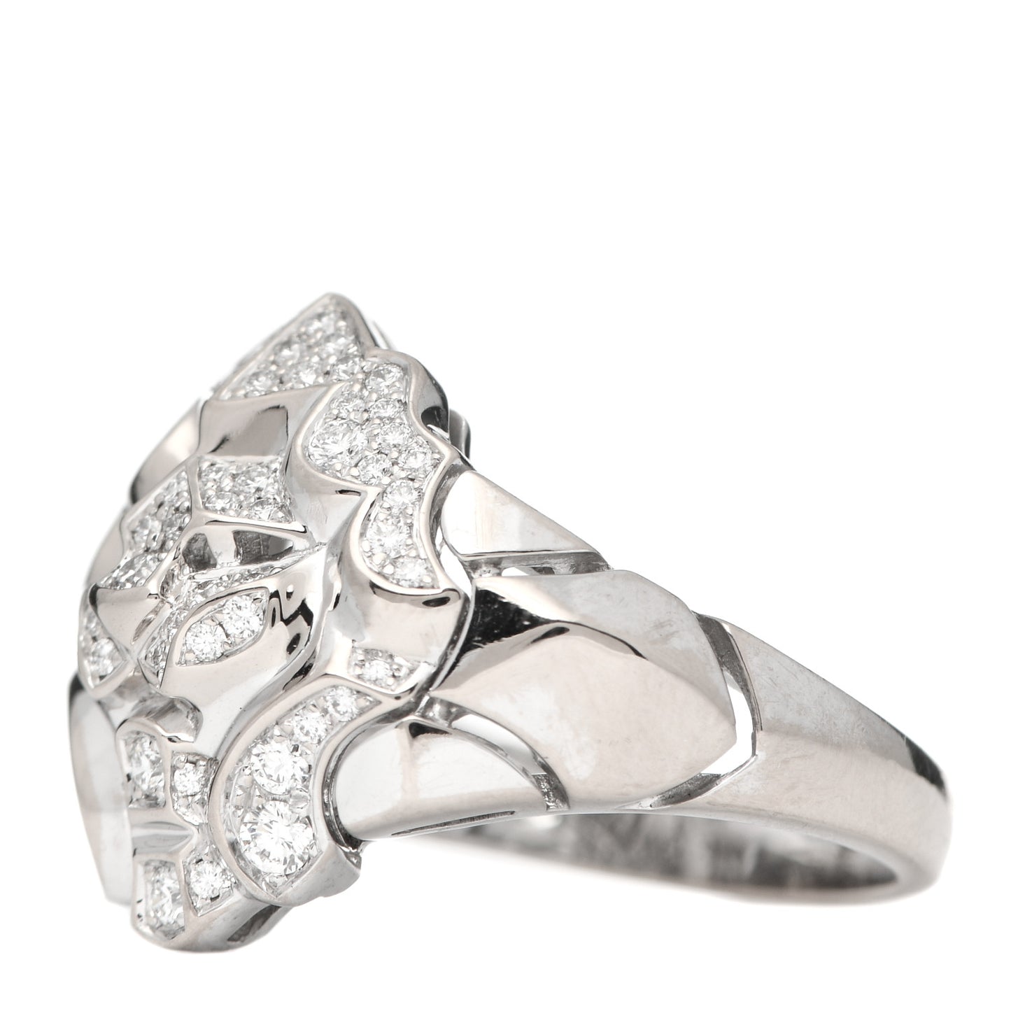18K White Gold Diamond Sous Le Signe Du Lion Ring 54 7