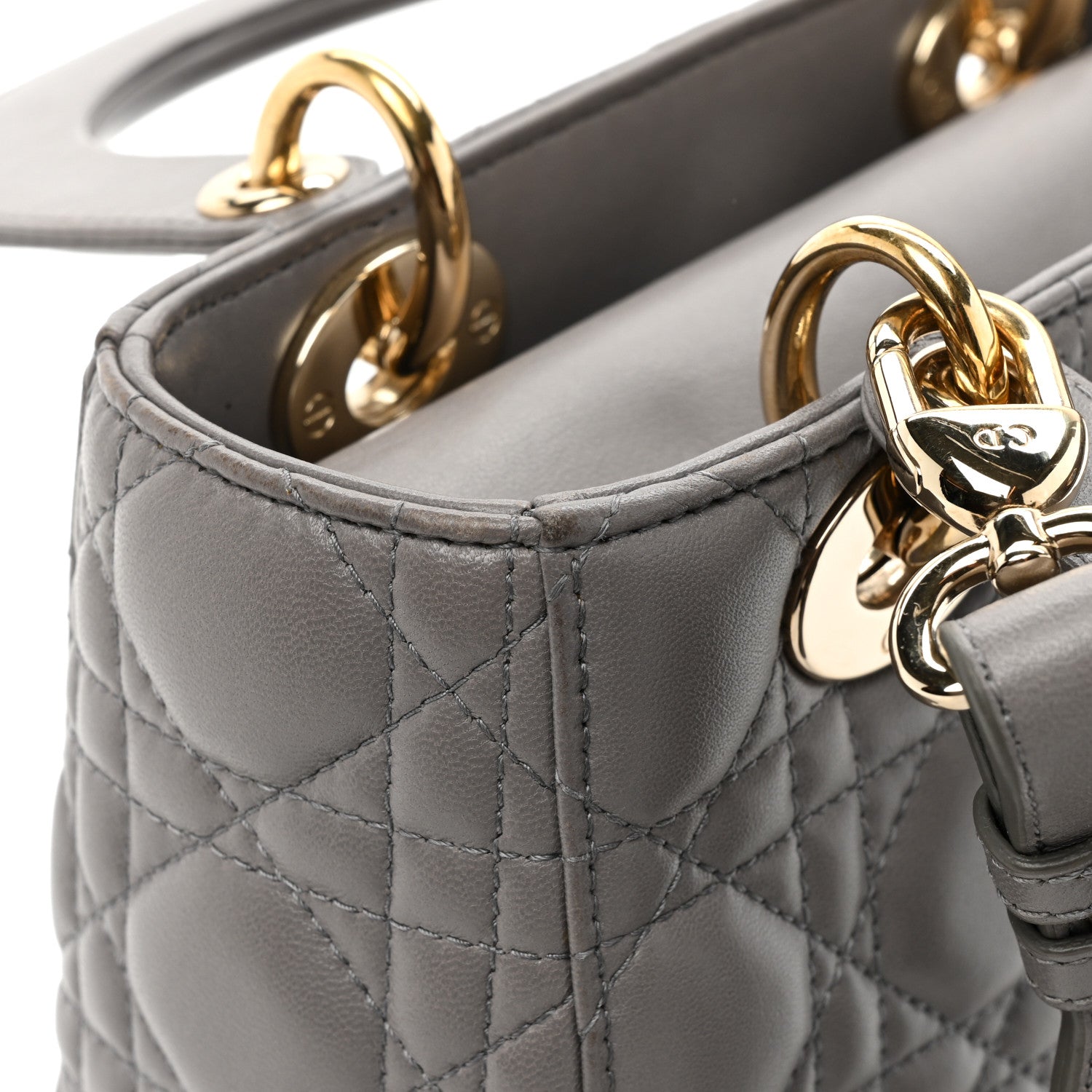 Christian Dior Lambskin Cannage Small Lucky Badges My Lady Dior Grey 18 of 19