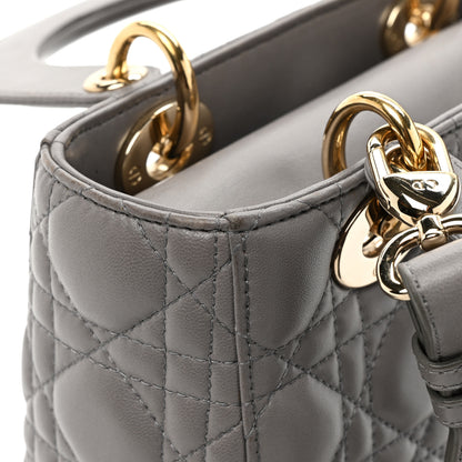 Christian Dior Lambskin Cannage Small Lucky Badges My Lady Dior Grey 18 of 19
