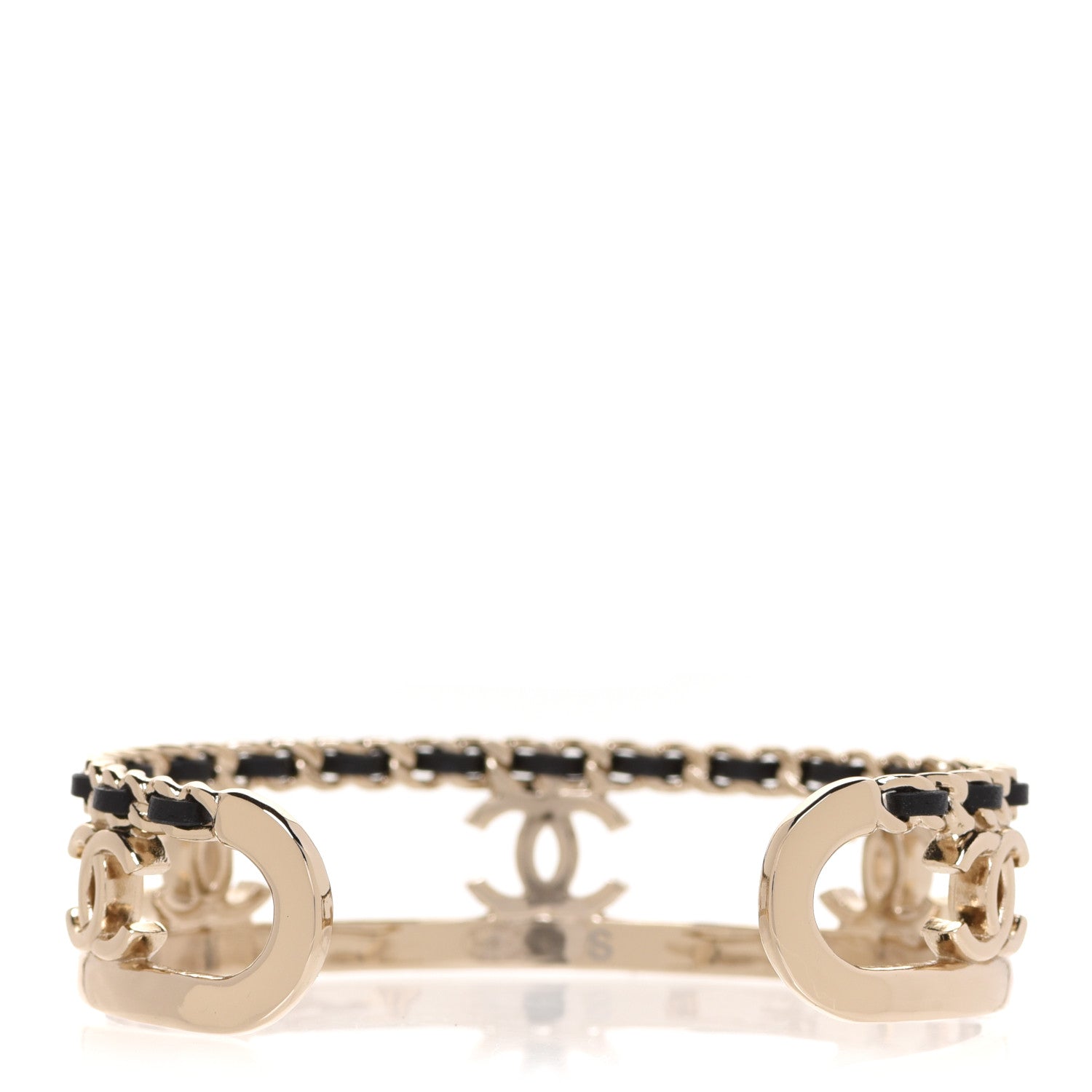 Chanel Metal Lambskin Chain CC Bracelet S Gold 3 of 5
