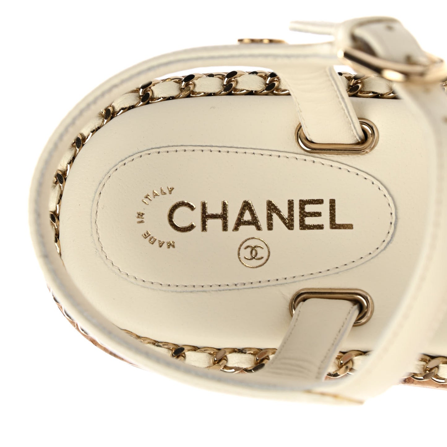 Lambskin Chain Cork Sandals 35.5 White