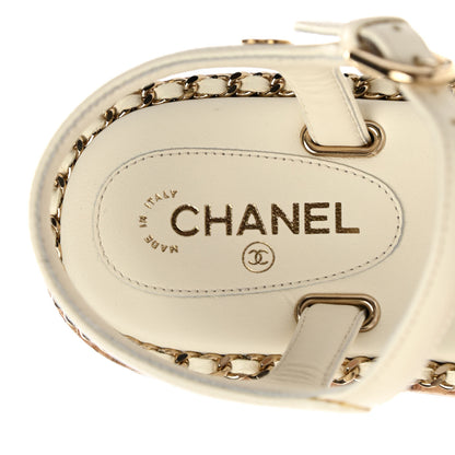 Chanel Lambskin Chain Cork Sandals 35.5 White 7 of 7