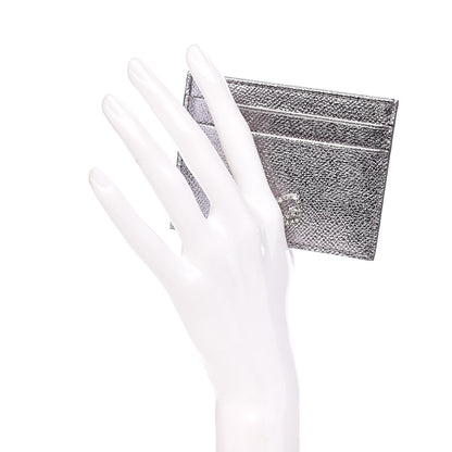 Dolce & Gabbana Metallic Dauphine Embellished Logo Zip Card Holder Argento 2 of 7