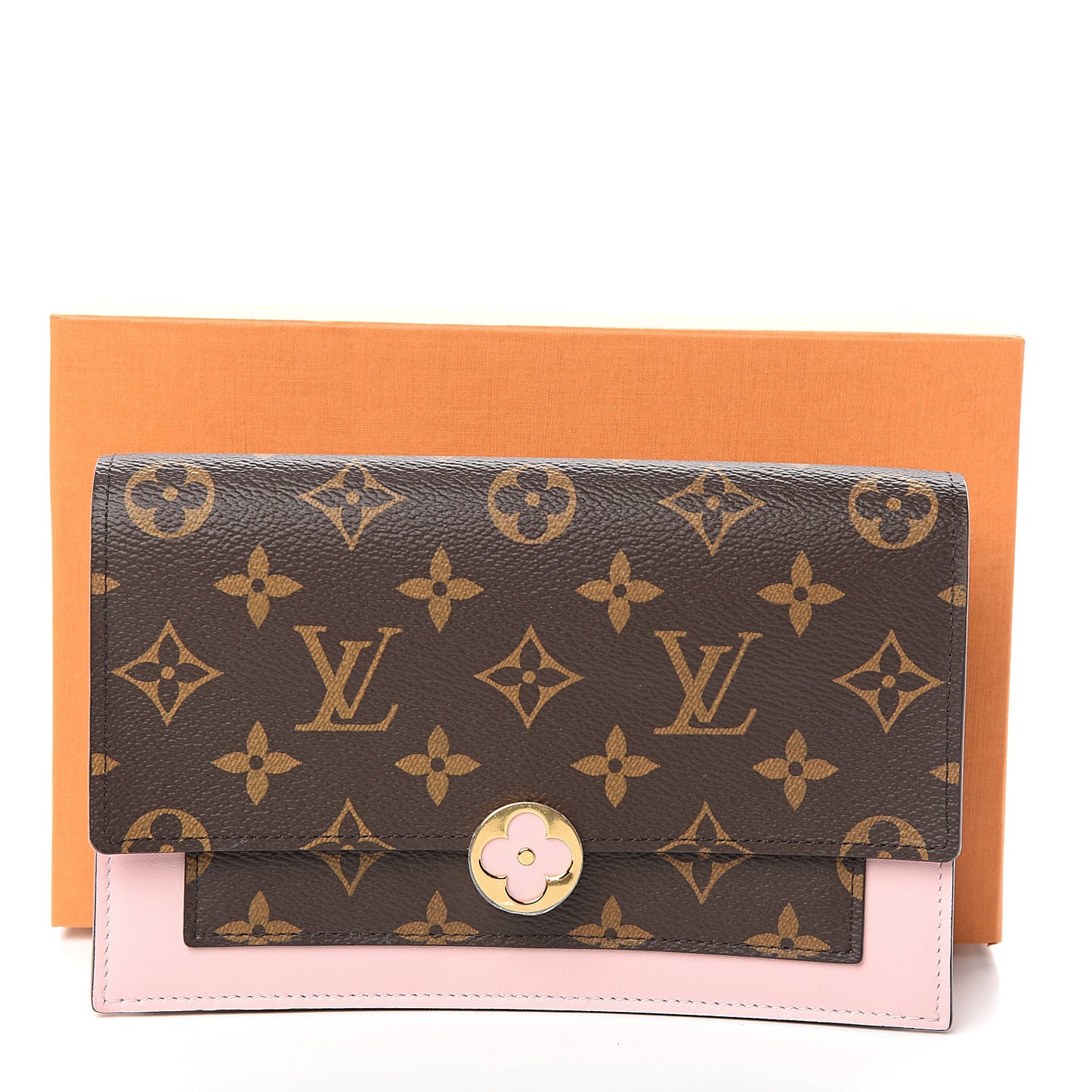 Monogram Flore Chain Wallet Rose Ballerine