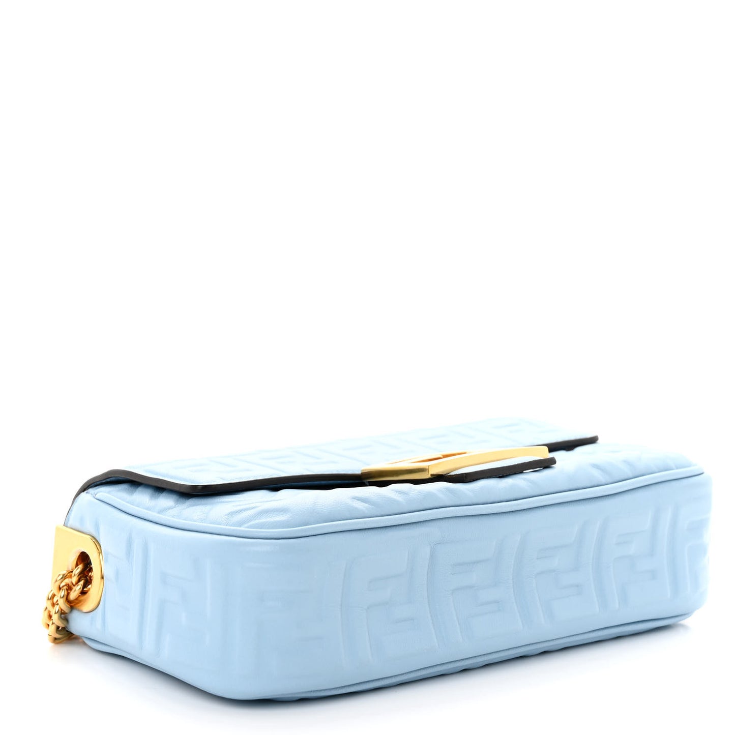 Nappa Small FF Embossed Midi Chain Baguette Azzurro Baby