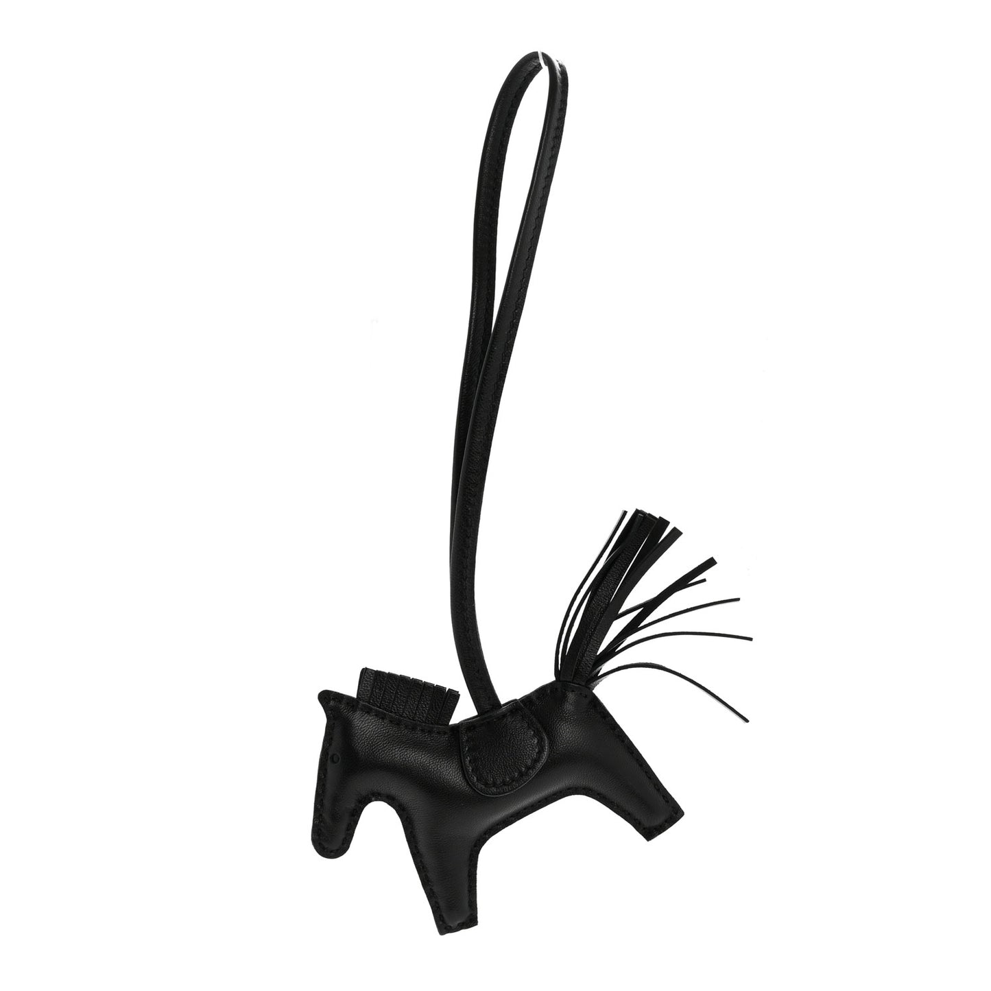 Milo Lambskin Grigri Rodeo Horse Bag Charm PM So Black