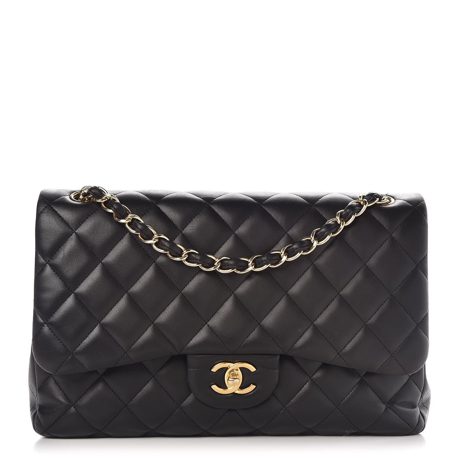 Chanel Lambskin Quilted Jumbo Double Flap Black 1 of 9
