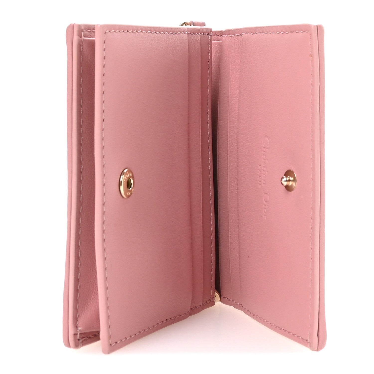 Christian Dior Lambskin Cannage Mini Lady Dior Wallet Pink 5 of 7