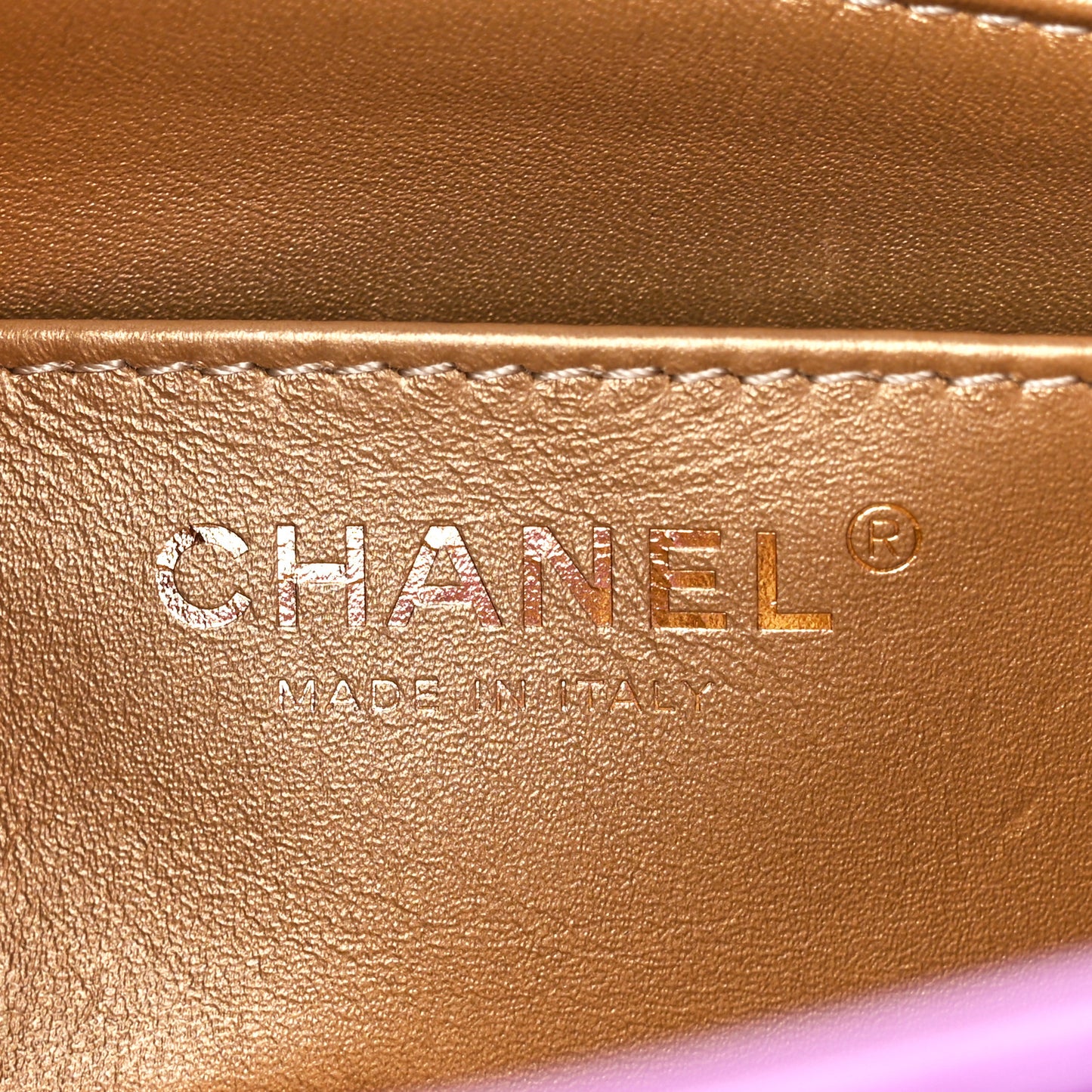 Lambskin Quilted Mini Pearl Crush Flap Purple