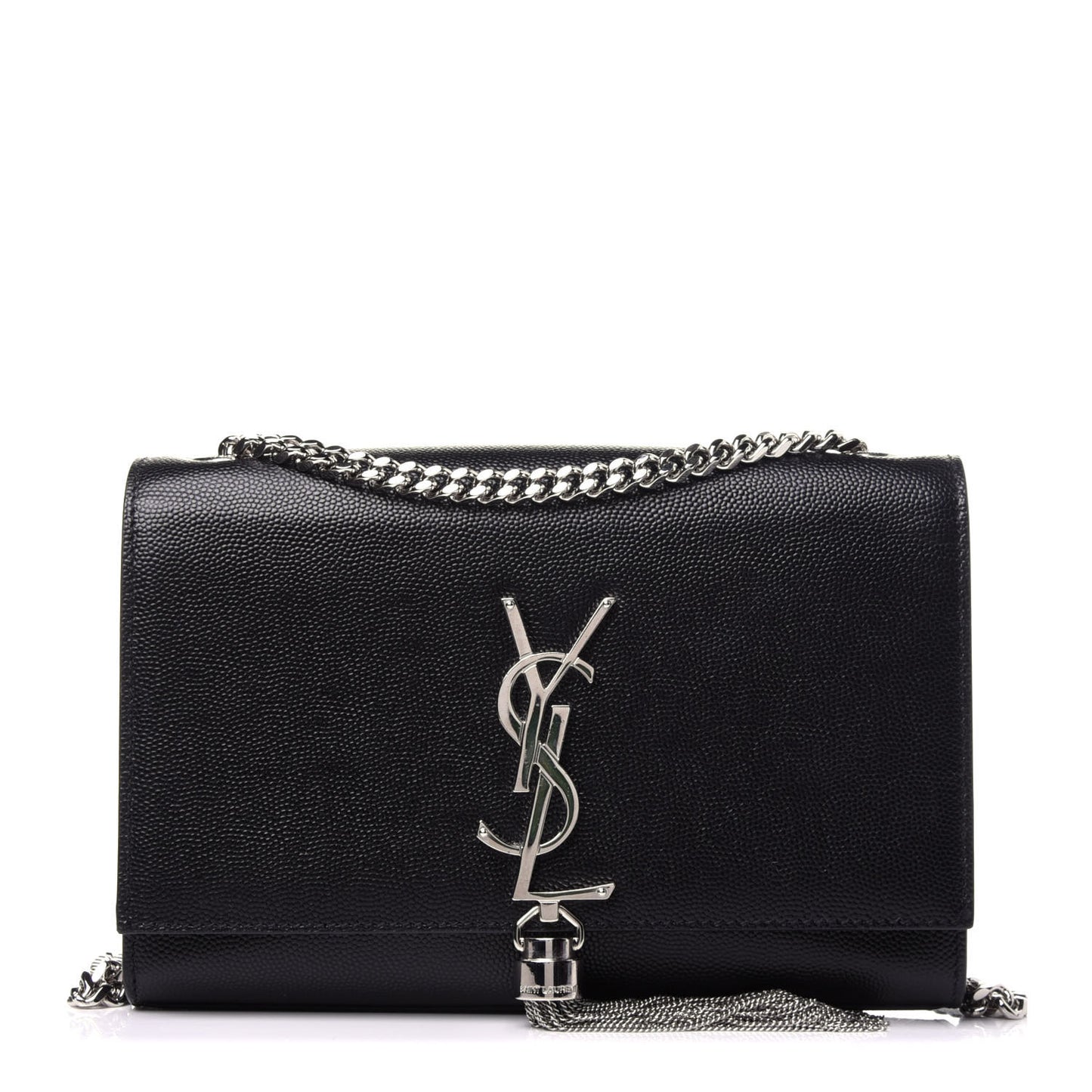 Calfskin Small Classic Monogram Kate Tassel Satchel Black