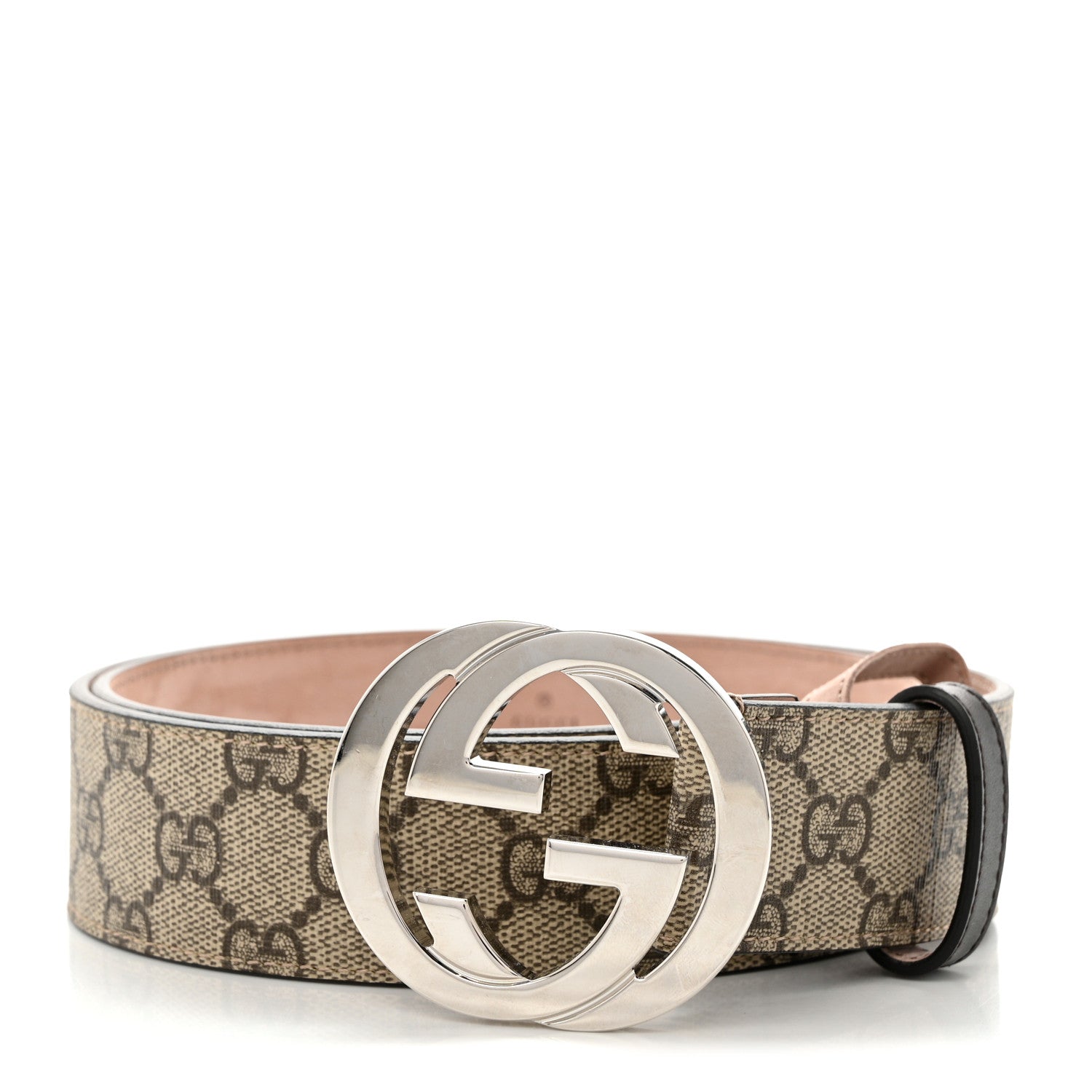 Gucci GG Supreme Monogram Selleria Calfskin Interlocking G 40mm Belt 90 36 Beige Ebony Cocoa 1 of 7