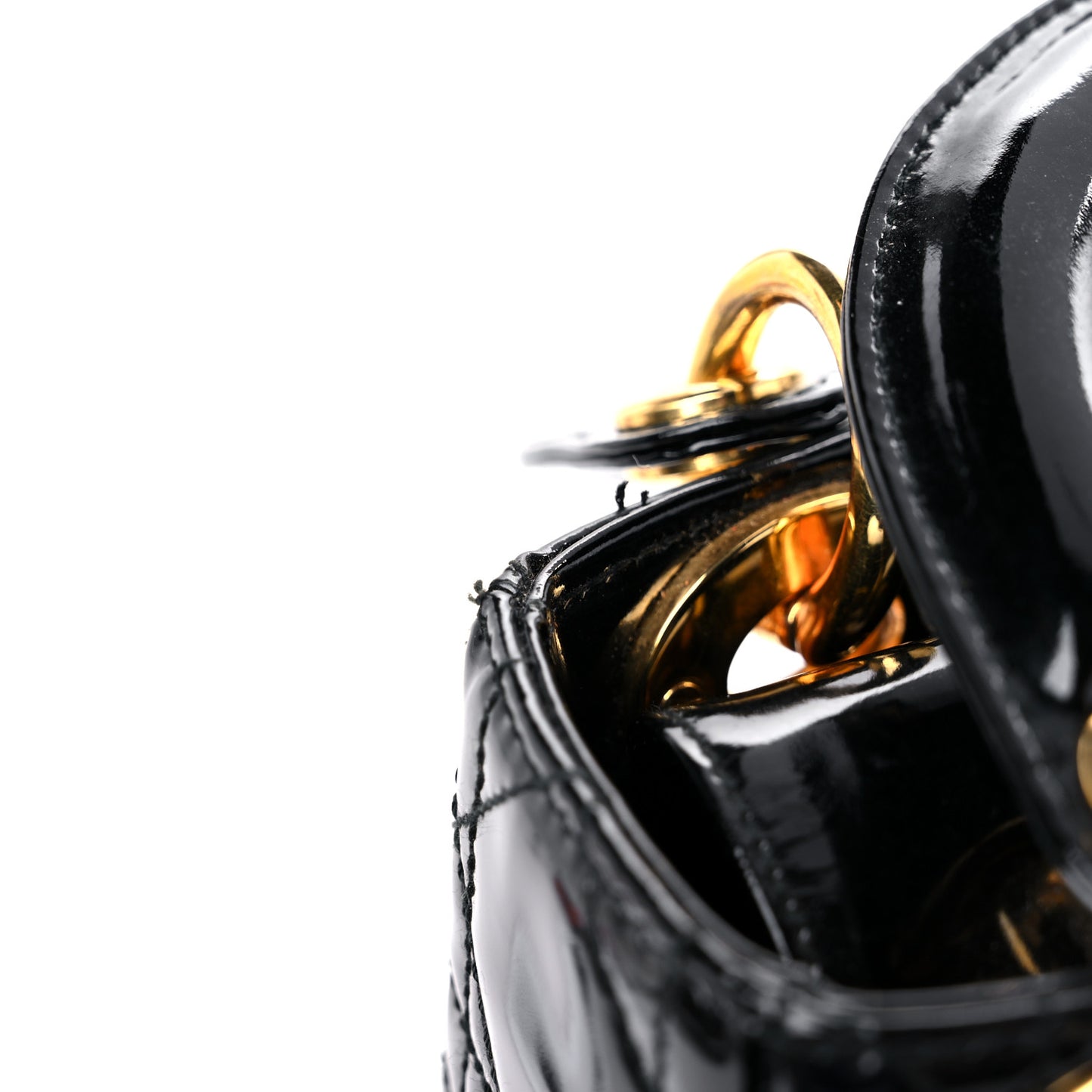 Patent Cannage Mini Lady Dior Black