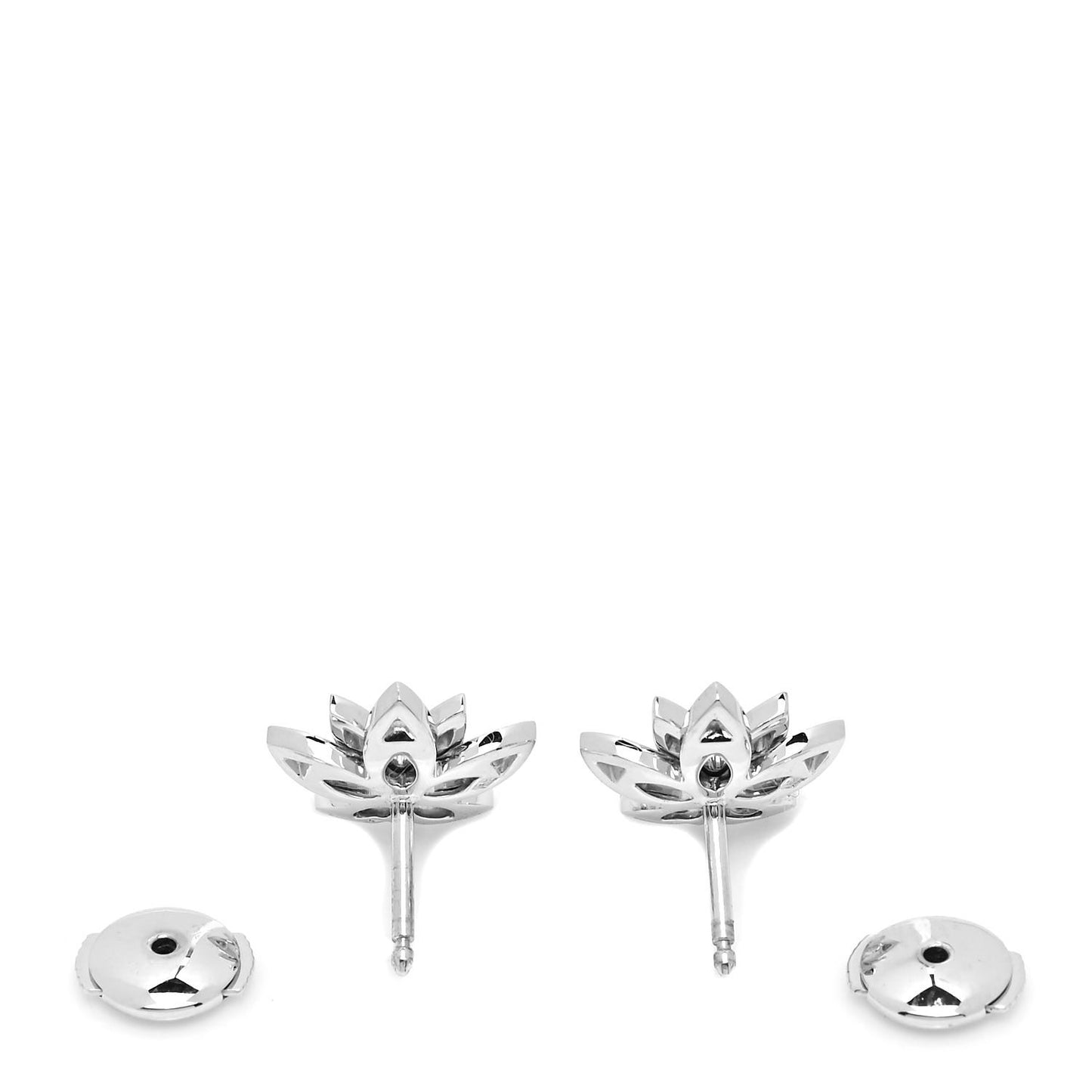 18K White Gold Diamond Mini Lotus Openwork Earrings