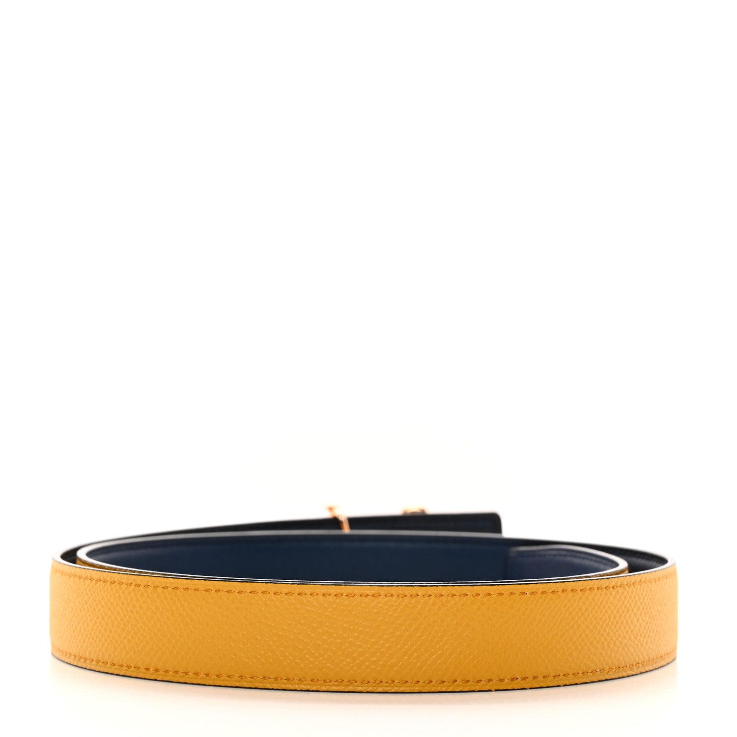 Hermes Swift Epsom 24mm H Cursives Belt 80 32 Jaune Ambre Bleu Saphir 2 of 6