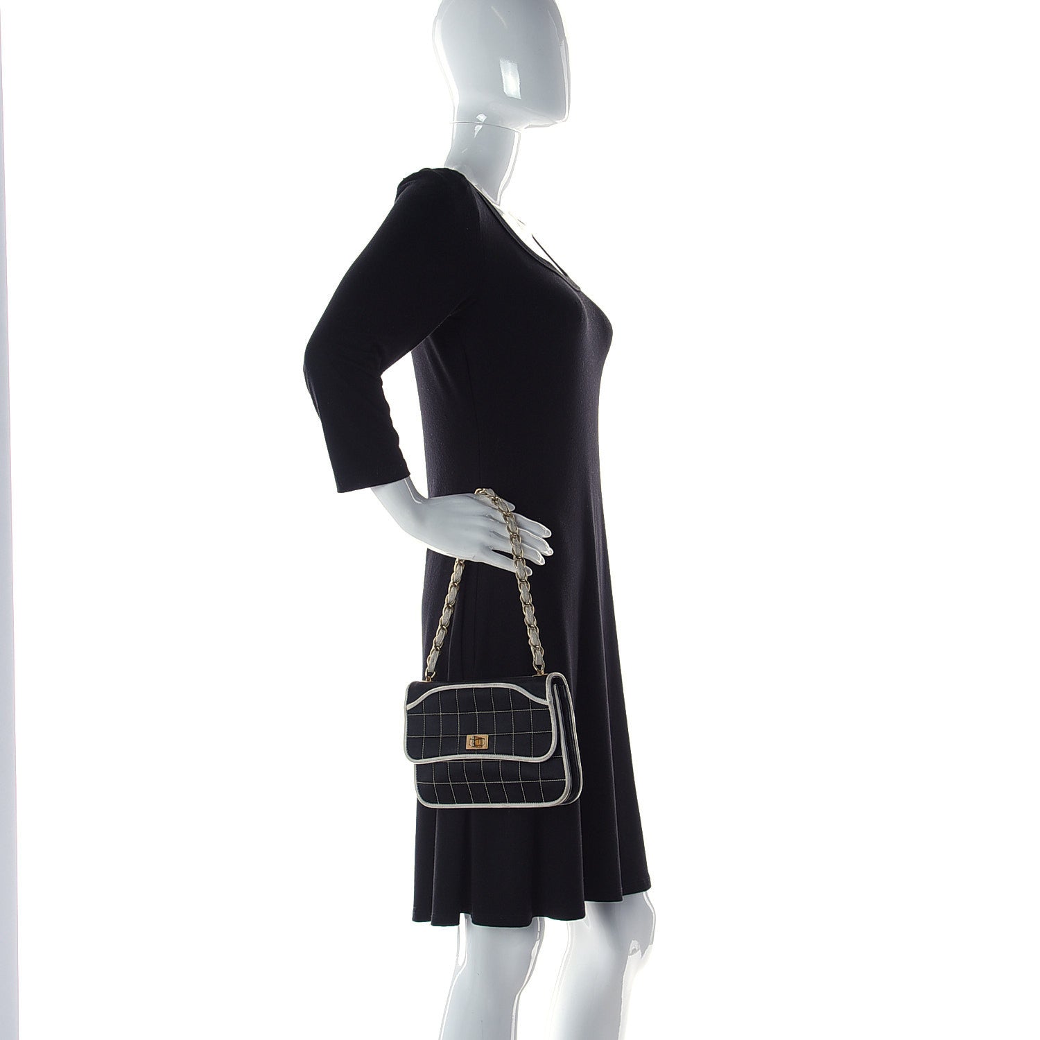 Chanel Satin Quilted Chocolate Bar Flap Orange Black 2 of 12
