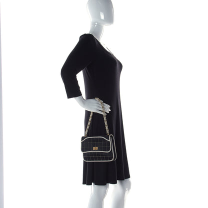 Chanel Satin Quilted Chocolate Bar Flap Orange Black 2 of 12