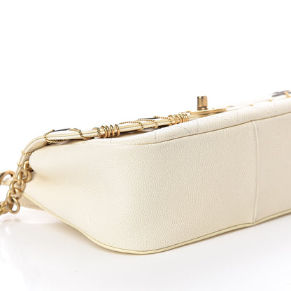 Chanel Caviar Quilted Grommet Embellished Small Piercing Chic Flap Bag Ivory 8 of 12