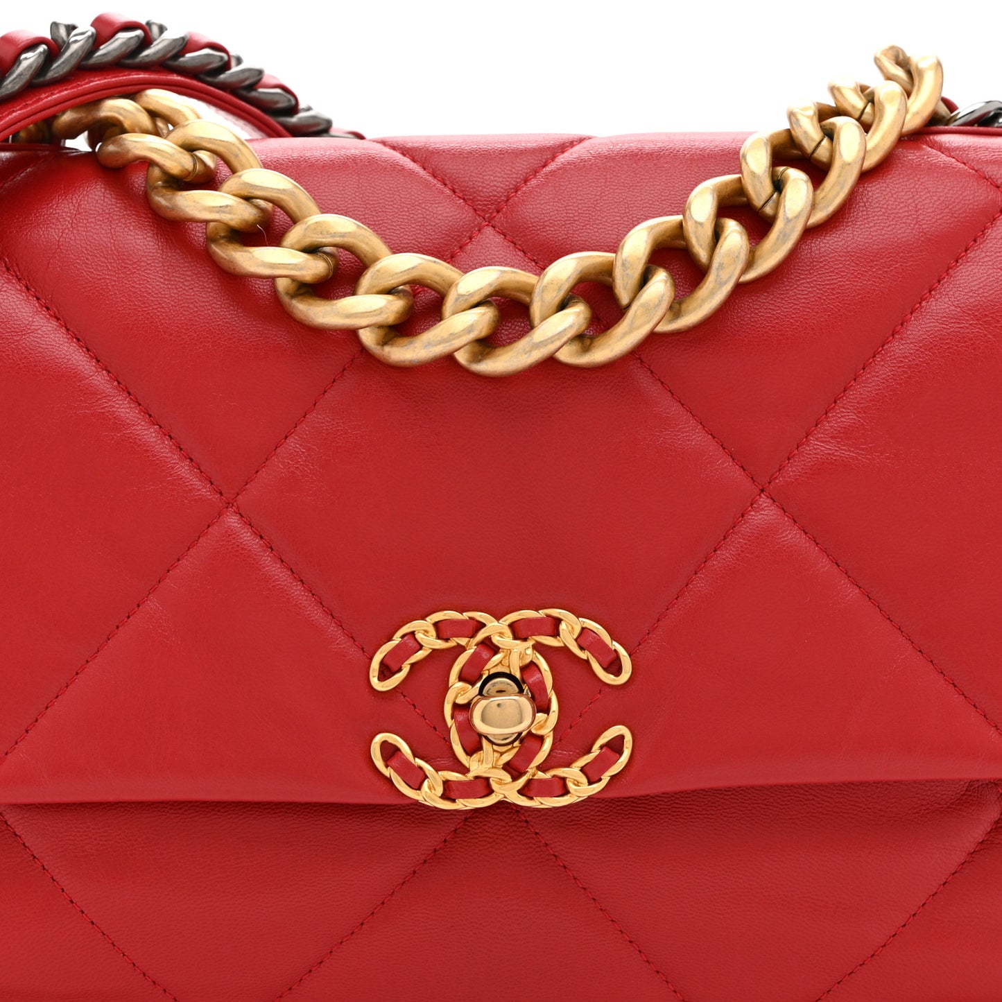 Goatskin Quilted Large Chanel 19 Flap Red