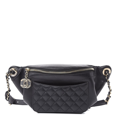 Chanel Lambskin Quilted Waist Bag Fanny Pack Black 1 of 10
