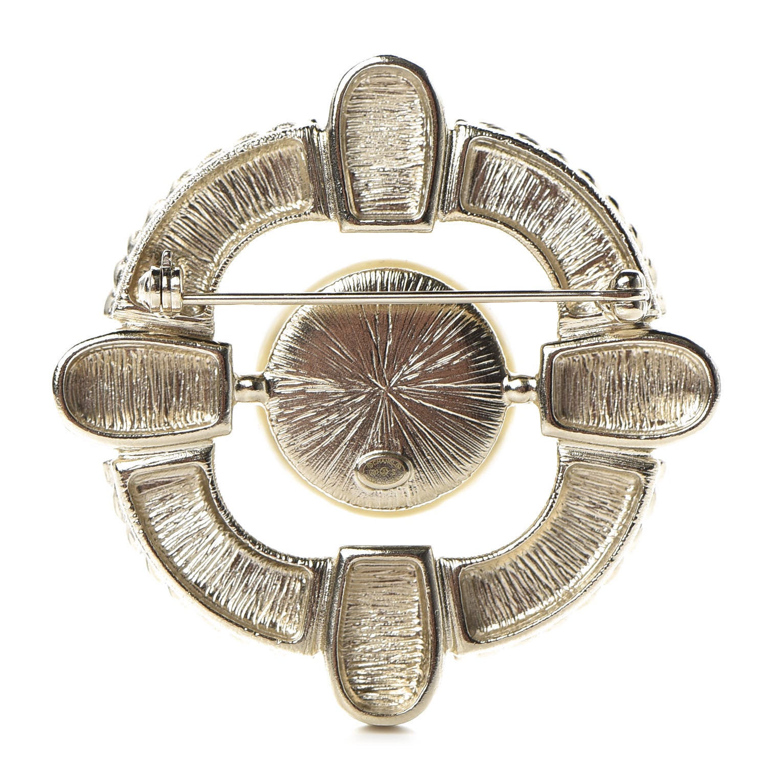 Chanel Pearl Crystal CC Brooch Gold 3 of 5