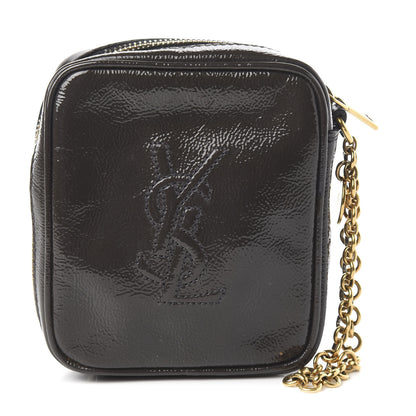 Saint Laurent Textured Patent Monogram Mini Wristlet Pebble 1 of 10