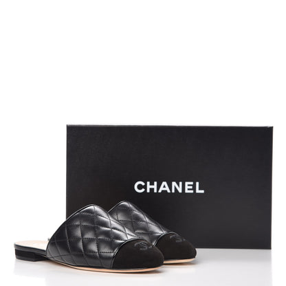Chanel Lambskin Suede Quilted Mules 35 Black 9 of 9