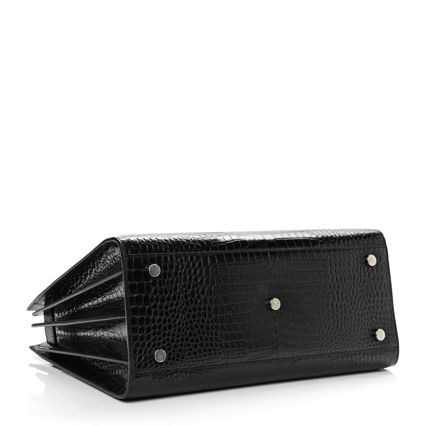 Calfskin Crocodile Embossed Small Sac de Jour Black