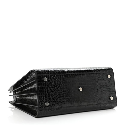 Saint Laurent Calfskin Crocodile Embossed Small Sac de Jour Black 4 of 10