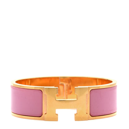 Hermes Enamel Wide Clic Clac H Bracelet GM Rose Velours 1 of 6