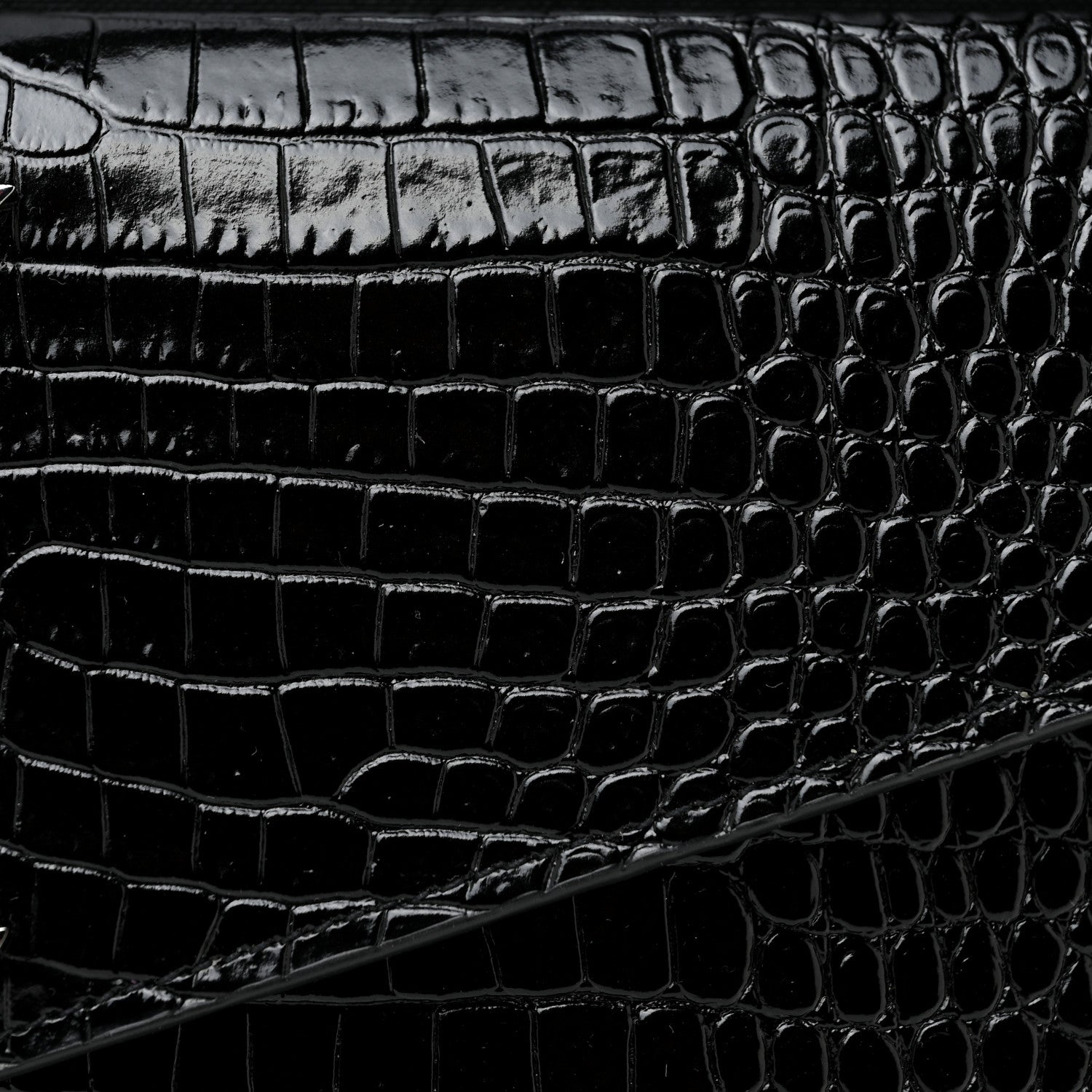 Saint Laurent Calfskin Crocodile Embossed Uptown Monogram Pouch Black 7 of 11