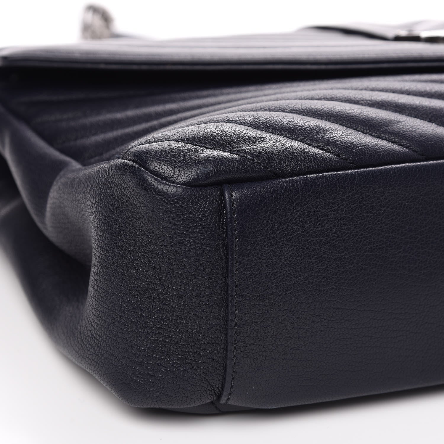 Saint Laurent Sheepskin Matelasse Chevron Monogram Large College Satchel Navy Blue 7 of 9