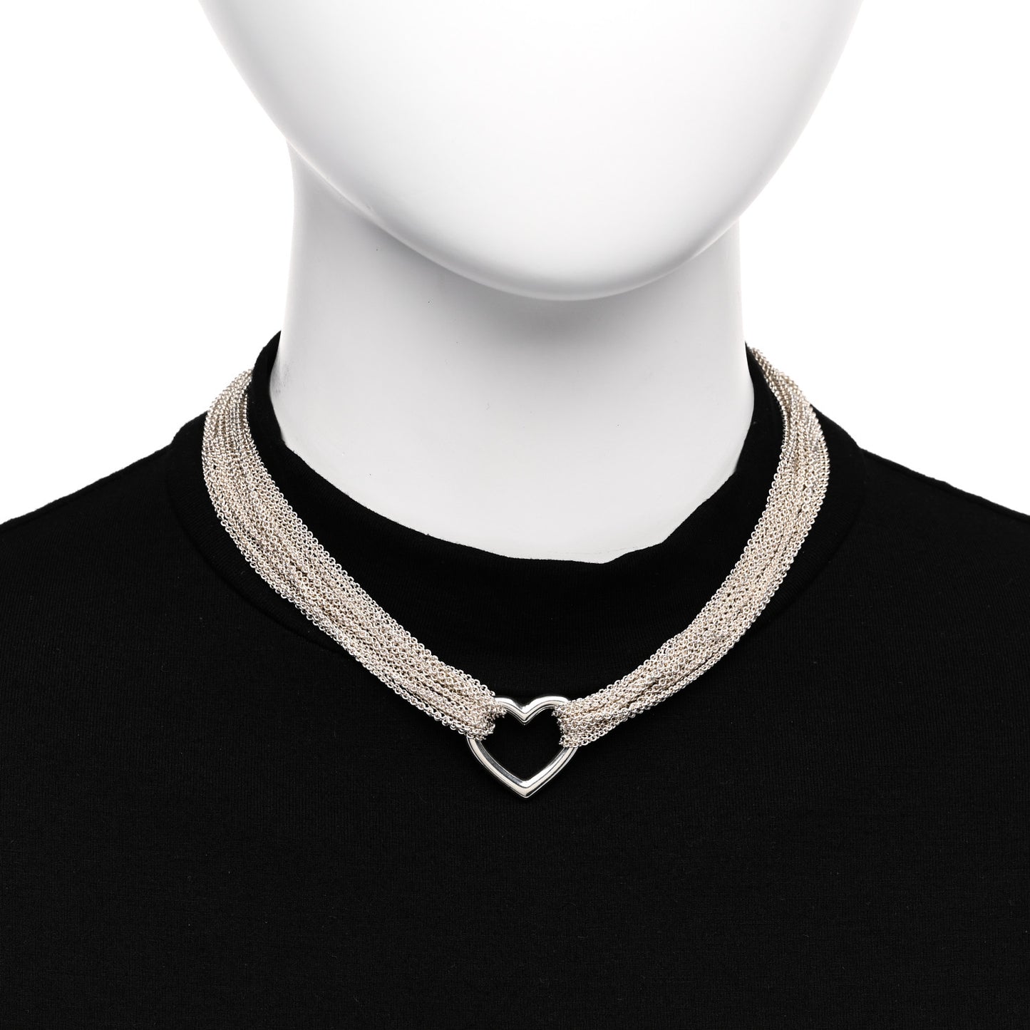 Sterling Silver Heart Mesh Necklace