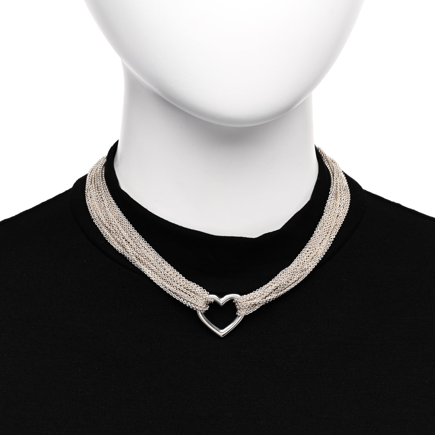 Tiffany Sterling Silver Heart Mesh Necklace 2 of 5