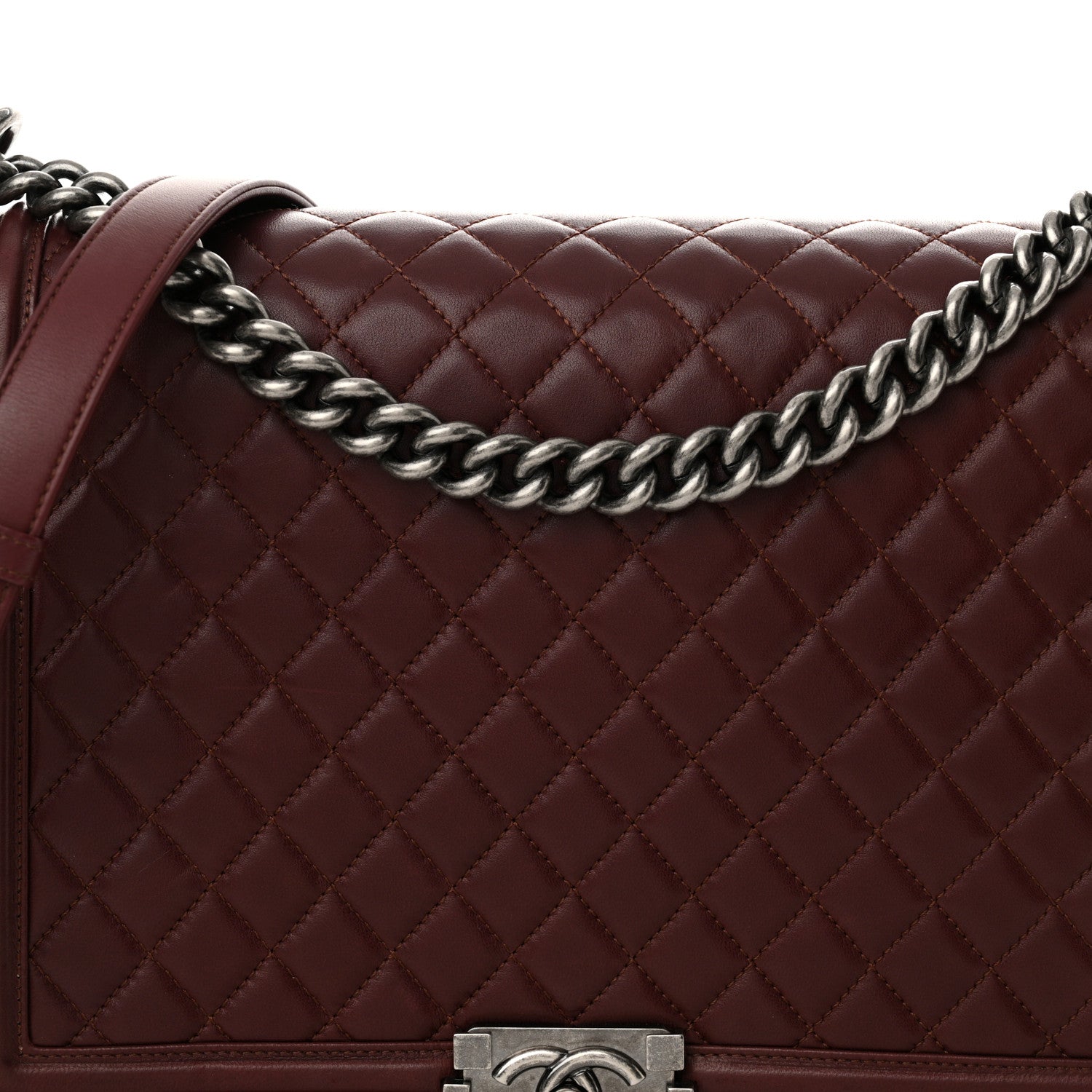 Chanel Lambskin Quilted Large Boy Flap Dark Red 8 of 15